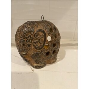 Ceramic Elephant Tea Light Candle Holder Lantern 5" Brown Hanging Boho Decor